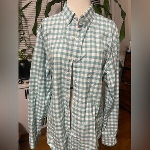 J. Crew Green and White Checkered Men's Shirt